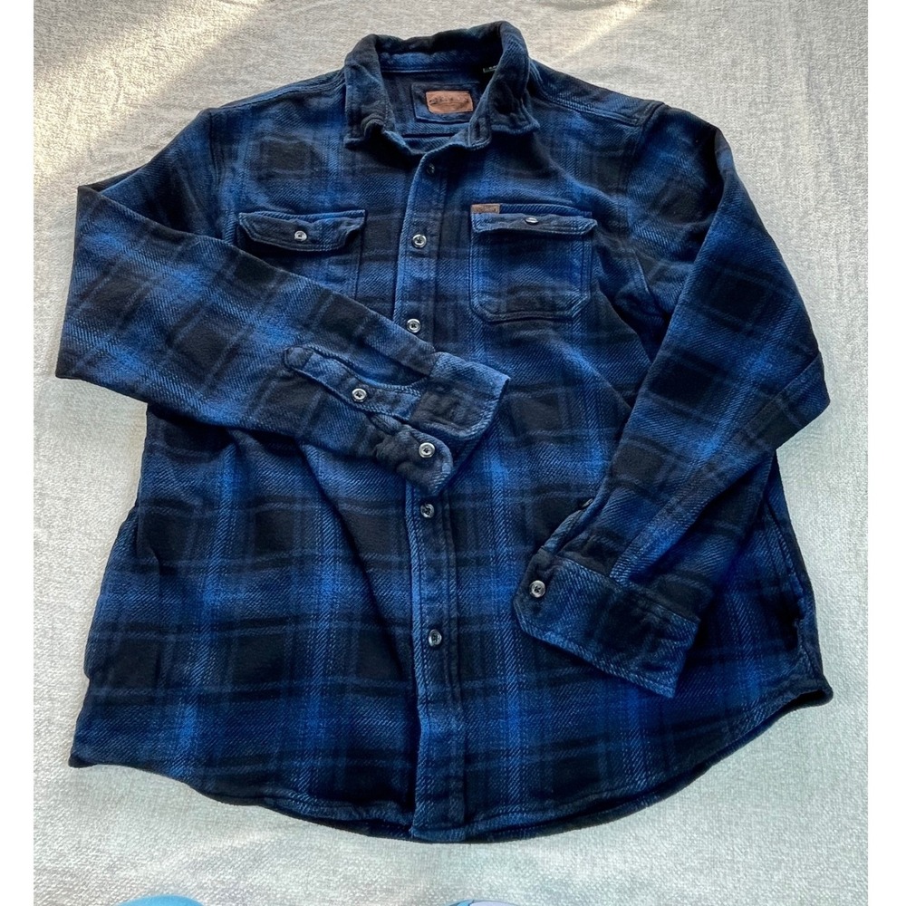 Orvis Classic Collection Mens XL Blue Plaid Flannel Button Down Shacket Shirt